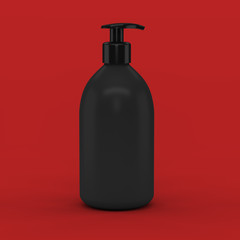 Black plastic bottle with dispenser for cosmetic - mockup