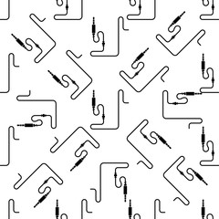 Obraz premium Audio Cable Icon, Plug Wire Seamless Pattern