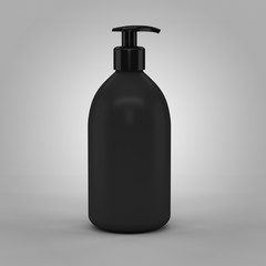 Black plastic bottle with dispenser for cosmetic - mockup