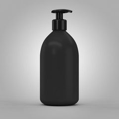Black plastic bottle with dispenser for cosmetic - mockup