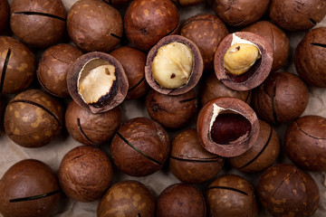 macadamia nuts on Kraft paper