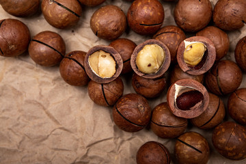 macadamia nuts on Kraft paper