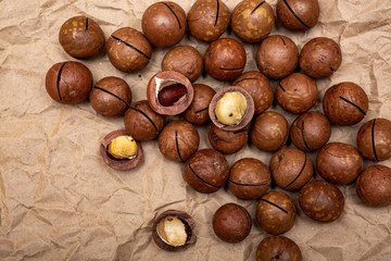 macadamia nuts on Kraft paper