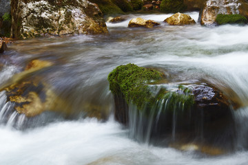 Running water in the falls of Moznica Bovec