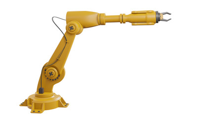 Different industrial robots isolated on white background 3d rendering white robotic arm with blank space on white background