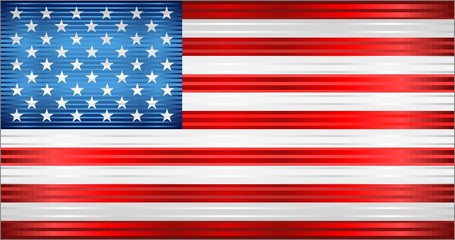 Shiny Grunge flag of the USA - Illustration,  Three dimensional flag of USA