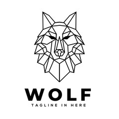 Head Wolf Line Art Logo Design inspiration