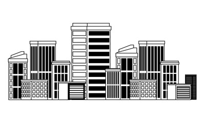 Obraz premium urban buildings construction properties cartoon