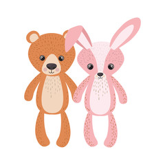 cute bunny and teddy bear