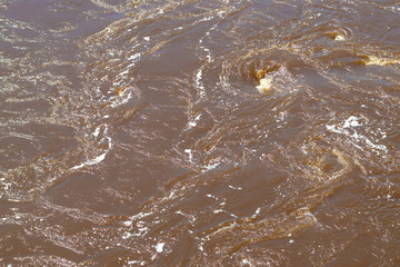 Water flow of fast flowing river with turbulence, background, texture