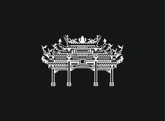 Old traditional temple located in Tainan Taiwan with 8 bit style pixel artwork design