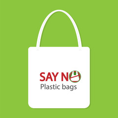 Fototapeta na wymiar Ecology concept,eco-friendly fabric bag ideas.Vector illustration