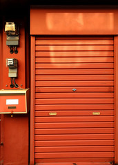 red garage door