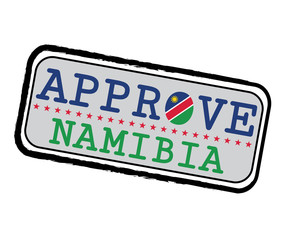 Fototapeta premium Vector Stamp for Approve logo with Namibian Flag in the shape of O and text Namibia.