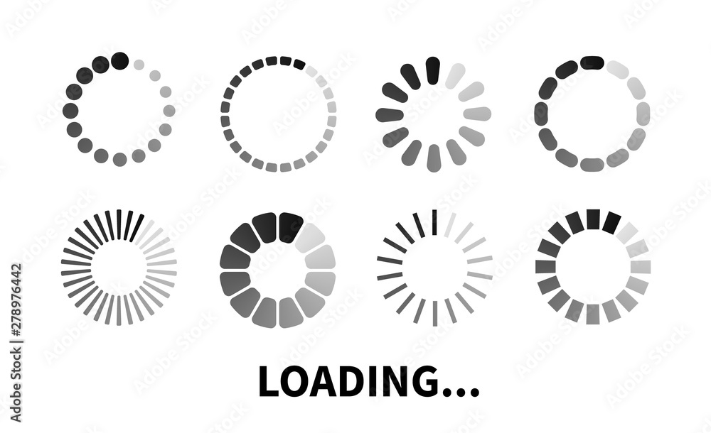 Poster Loading icon. Progress bar for upload download round process. Loading icon, element for website and software. Vector element for web design, software, app and interface.