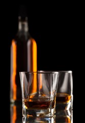 Glasses of Whiskey and Bottle