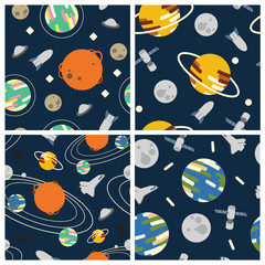 Seamless space pattern ,Vector ,Planet 