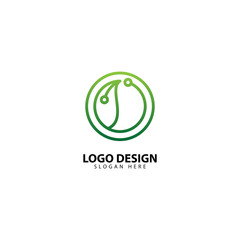Techno Leaf Logo Design Template