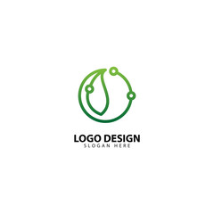 Techno Leaf Logo Design Template