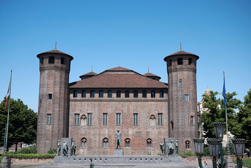 Turin, Italy - June 13, 2019 : View of Acaja Castle, Residences of the Royal House of Savoy