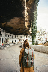 Woman tourist in Setenil de las Bodegas, Spain