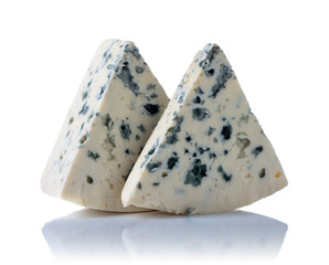 Blue cheese isolated on  white.