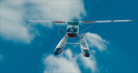 Retro seaplane illustration. 3D render