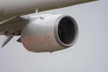 Airplane turbofan and a part of a wing and fuselage