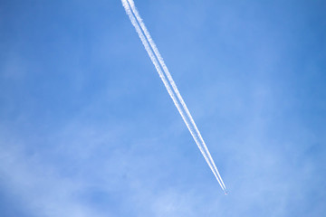Landscape, the morning rainy sky and jet engine - with the morning sky colors