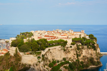 Fototapeta na wymiar Monte Carlo city aerial view in a sunny summer day, blue sky in Monte Carlo, Monaco.