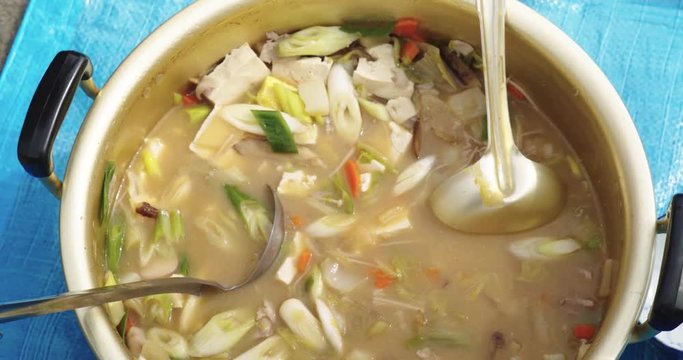 【4k】琢汁　とん汁　秋　芋煮　芋煮会　秋