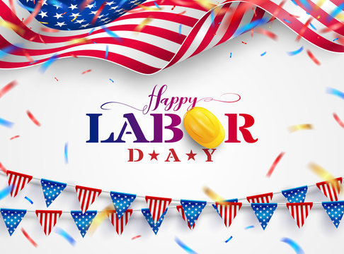 Happy American Labor Day poster template.USA labor day celebration with American flag.Sale promotion advertising banner template for USA Labor Day Brochures,Poster or Banner