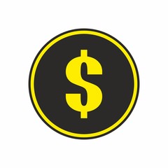 Dollar sign in a black circle icon,vector.