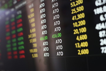 Obraz premium Thailand Stock Exchange, Streaming Trade Screen.