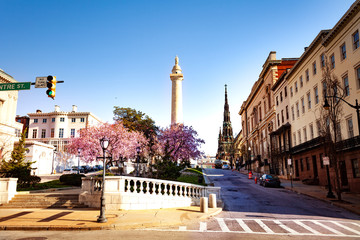 Naklejka premium Cityscape of Baltimore at sunny day, Maryland, USA