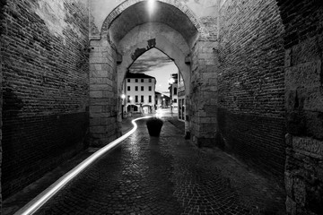 Luminous trail in the town of Castelfranco Veneto