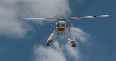 Retro seaplane illustration. 3D render