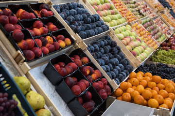 Assortment of fresh fruits at the market
