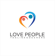Couple People Love Logo Design Heart design template