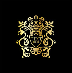 Wedding Logo Design Vector Stock .Vintage luxury gold logo Elegant emblem