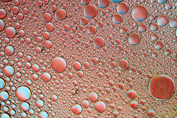 orange bubble background dishwashing liquid on water, abstract background of round shapes