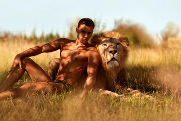 Male, sexy, sexually, model, safari, lion, man, lions, Nature, brave, Sexual, attractive, nature,...