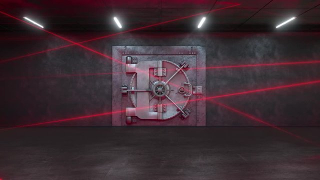 The bank is guarded by a laser system