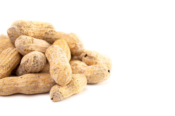 Raw In Shell Peanuts on a White Background