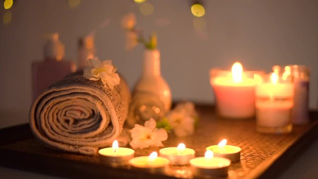 Beautiful Massage spa with candles light 
