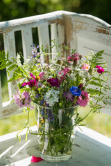 Colorful wild flower bouquet  in a summer garden