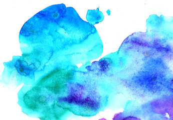 Abstract colorful watercolor background for graphic design, hand painted on paper