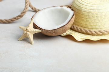 coconut, beach straw hat