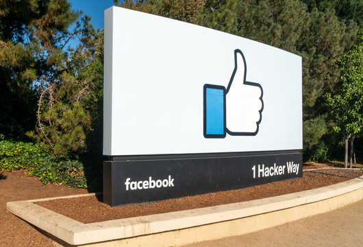 Facebook Corporate Headquarters Sign In Silicon Valley
