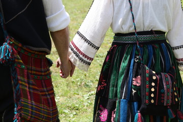 Vratsa, Bulgaria - June 23, 2019: People in traditional authentic folk costumes on National folklore fair "Ledenika", near the Ledenika cave in the Vratsa Balkan - Ledenika area